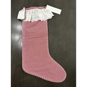 Well Dressed Wolf Red Microcheck Holiday Christmas Stocking NEW NWT